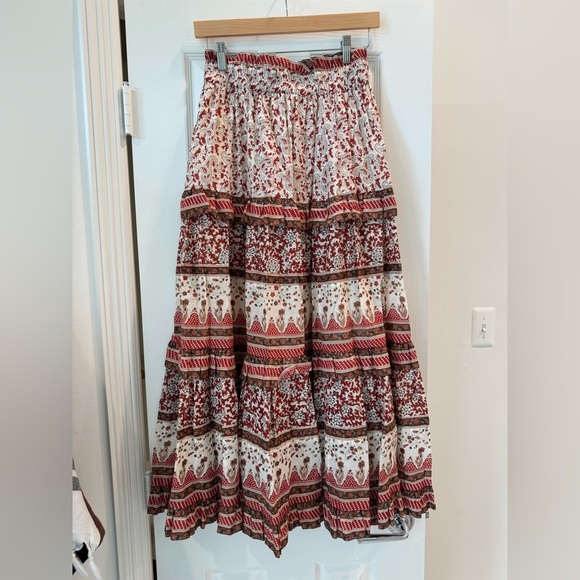 K1. Sea NY New York Ivette Skirt Red Tribal Pattern Maxi Flowy - Picture 3 of 8